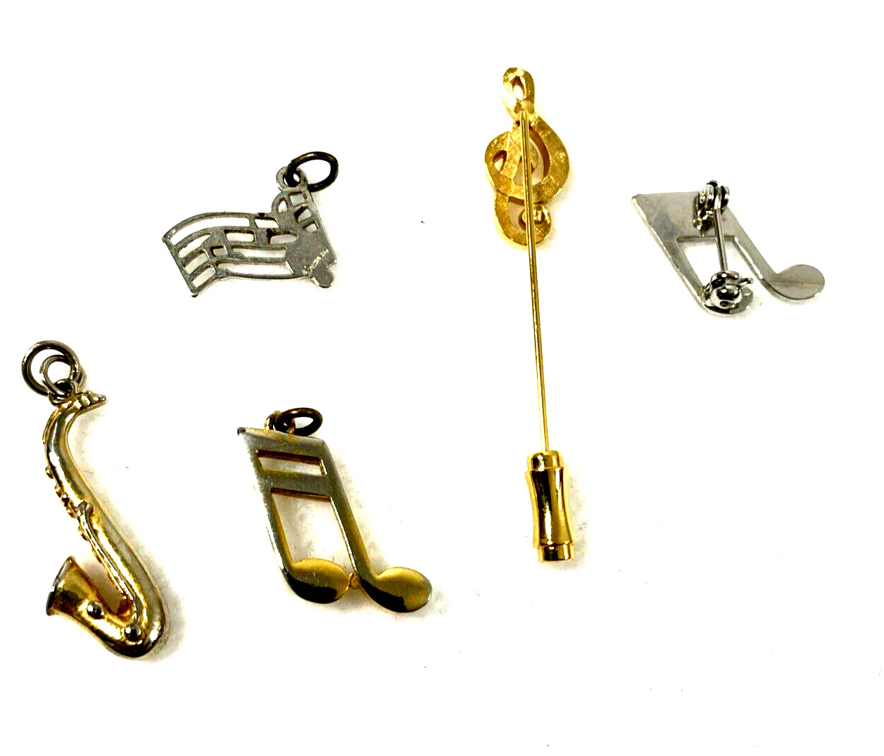 Lot of 5 Stick Pin Charms Musical Notes Pin Vintage Jewelry Gift