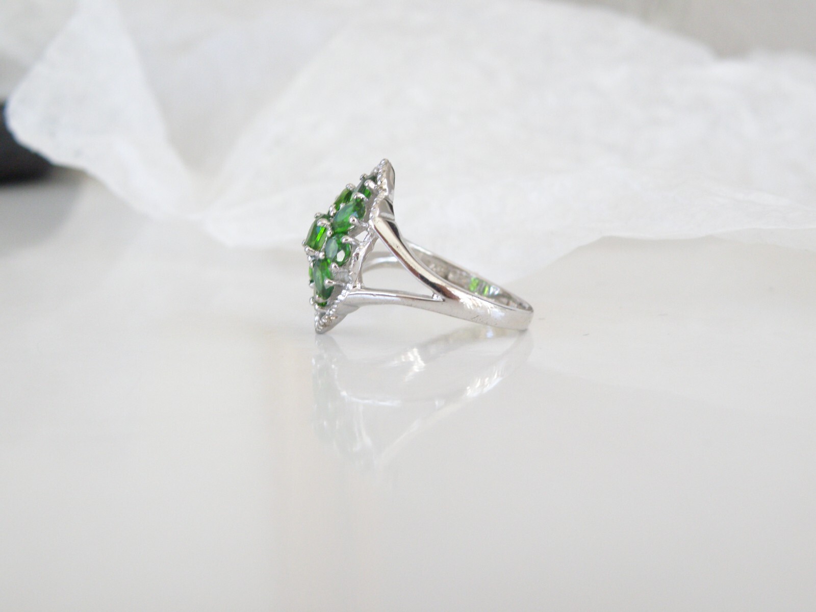 New Sterling Silver 925 Natural Chrome Diopside Pinky Ring Size 6