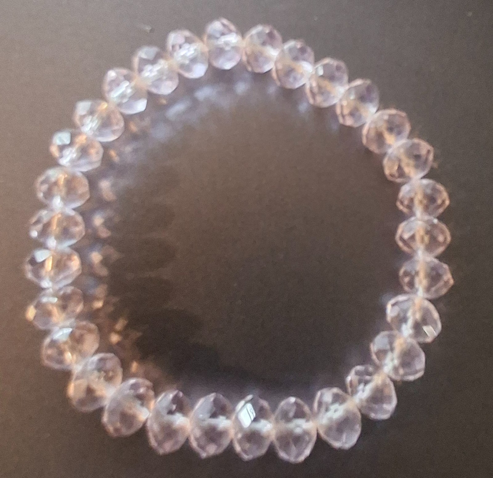 Vintage Jewelry Rondelle Faceted Small Pink Crystal Beads Elastic Bracelet