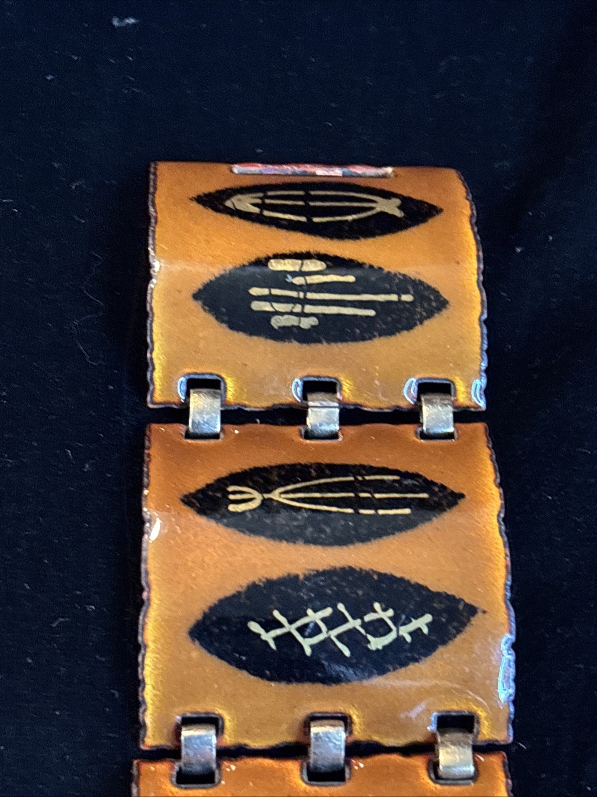 Vintage Copper Statement Bracelet! Enamel Over Copper 7”x2”