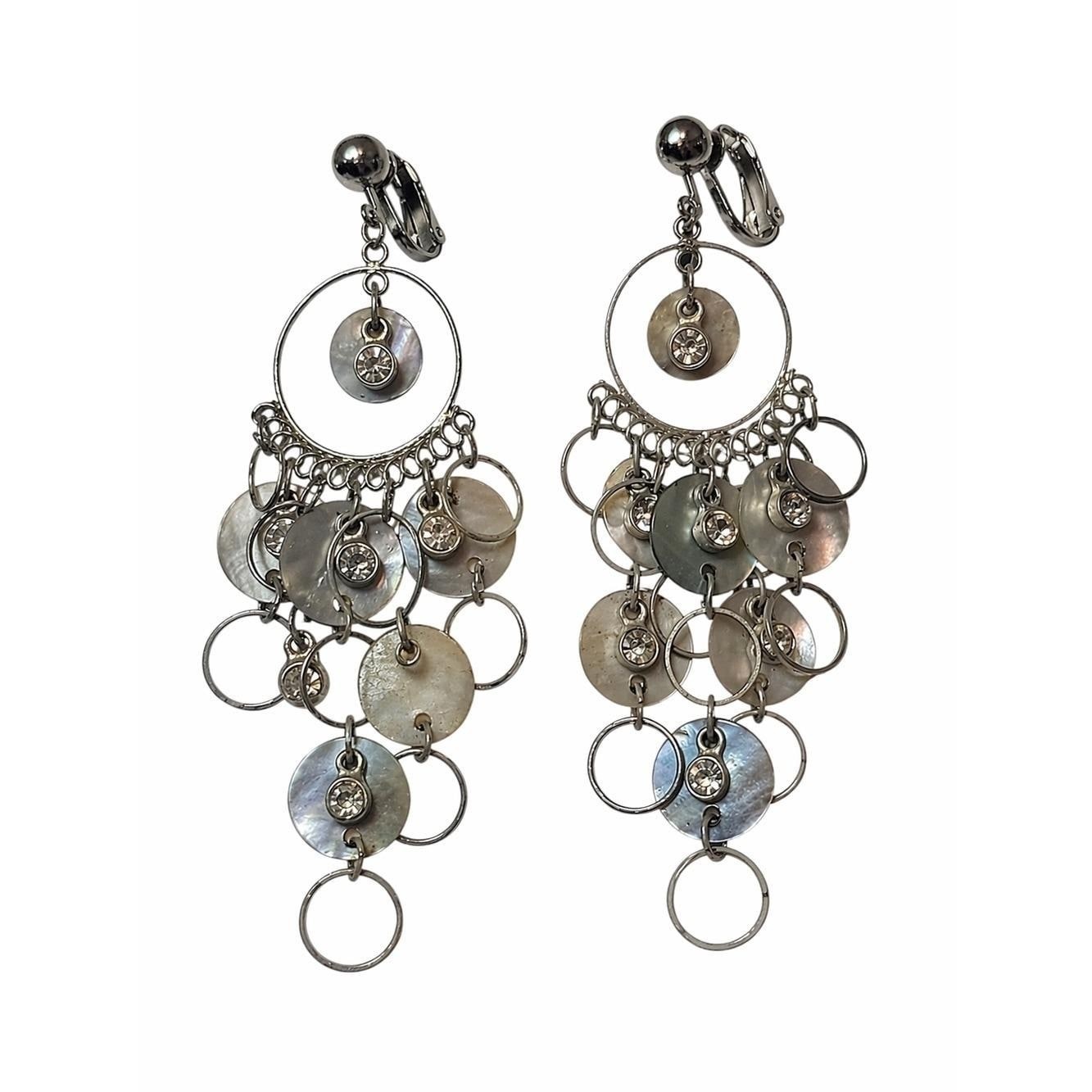 Vintage Mixed Metal Copper Chandelier Earrings Boho Acrylic Bead Dangle