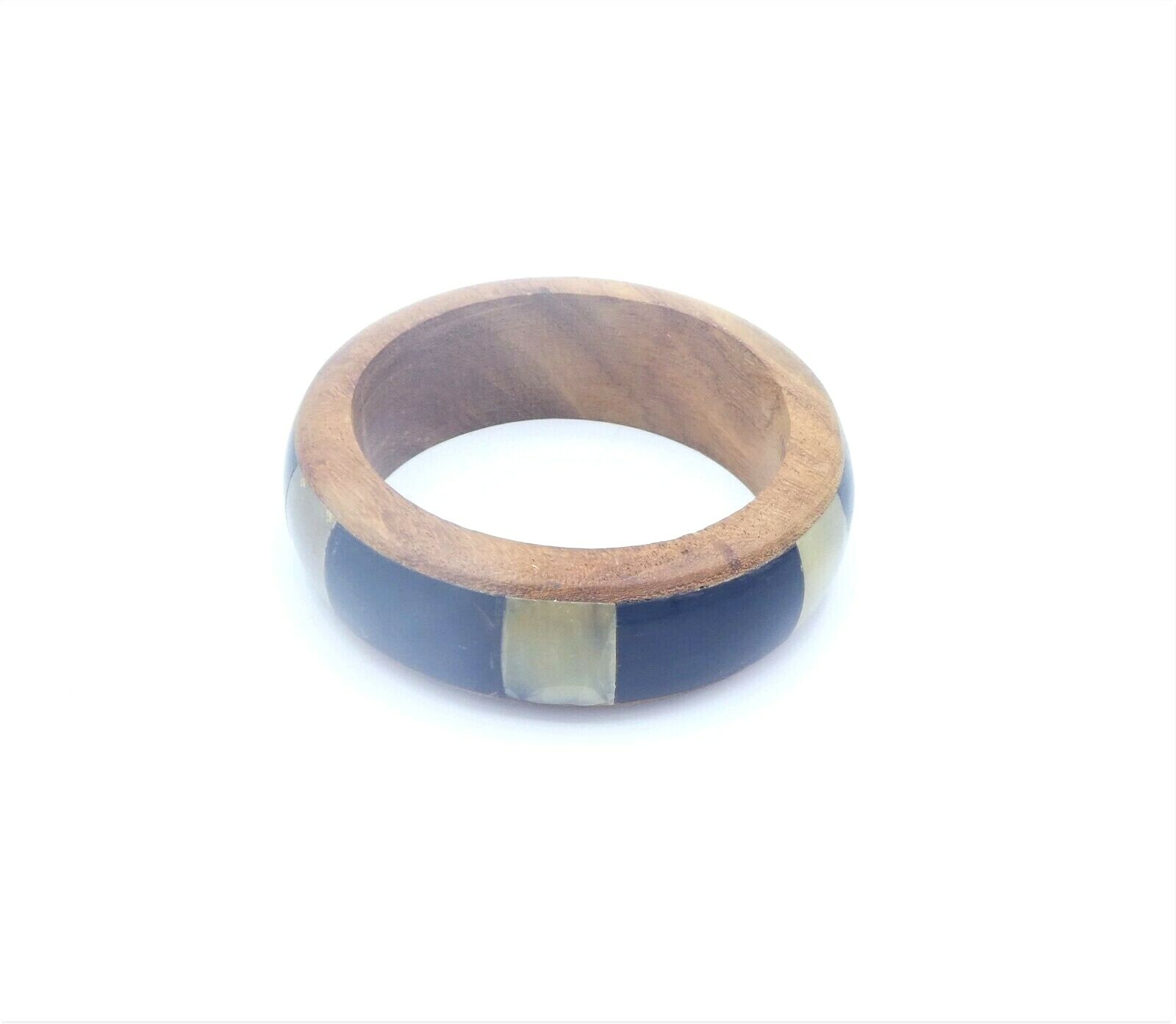 Vintage 1960’s Lucite Plastic and Wood Bangle Bracelet