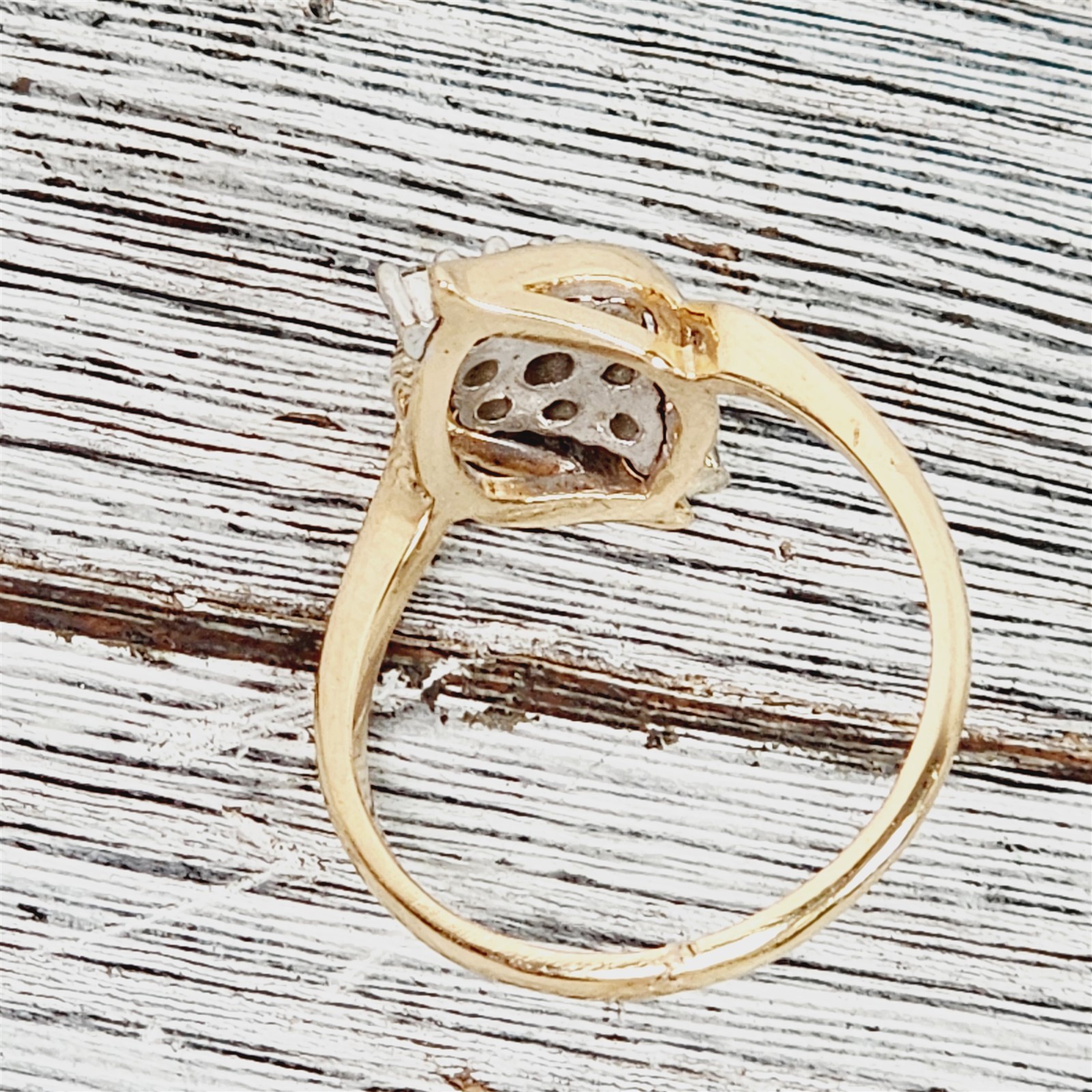 Vintage Retro 14K Yellow Gold .35 Ctw Diamond Ring 7.75 Mid Century Pretty