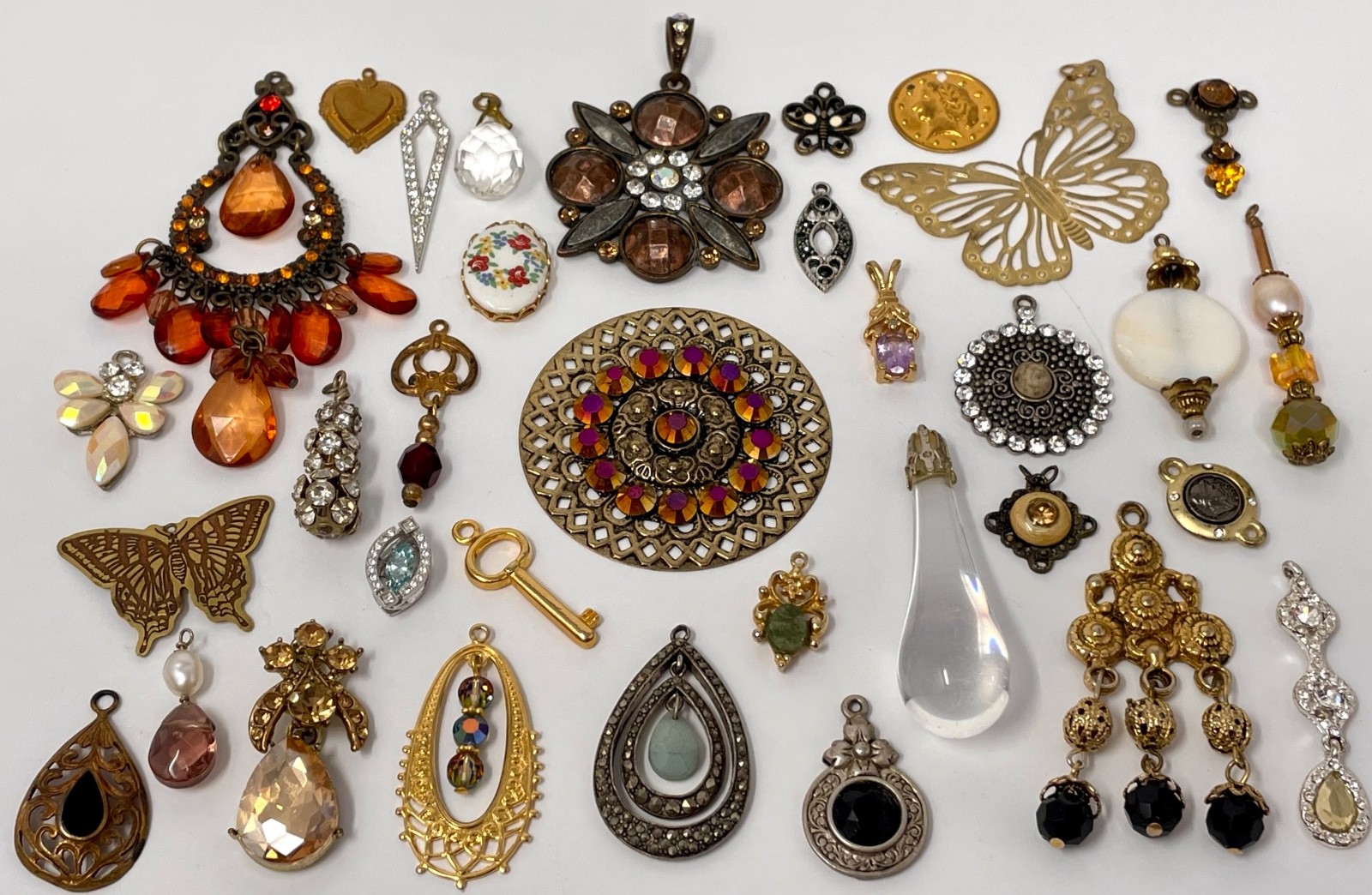 Lot Vtg & Modern Victorian Art Deco Style Pendants Findings Jewelry Craft Ja