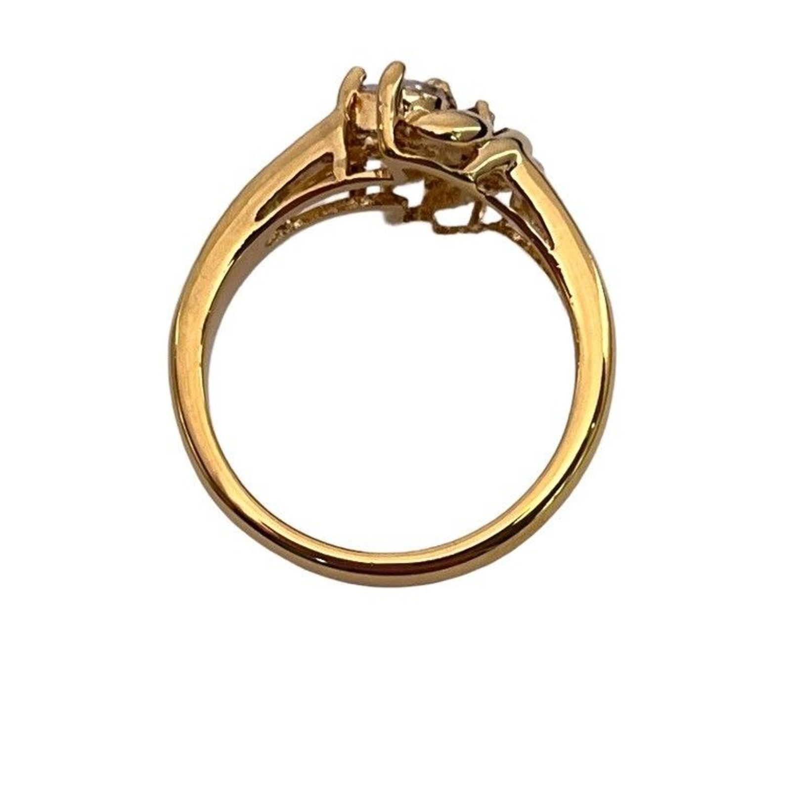 Vintage 1970s Ring Size 8 CZ Cluster Marquise Prong Set Gold Plated – 14I