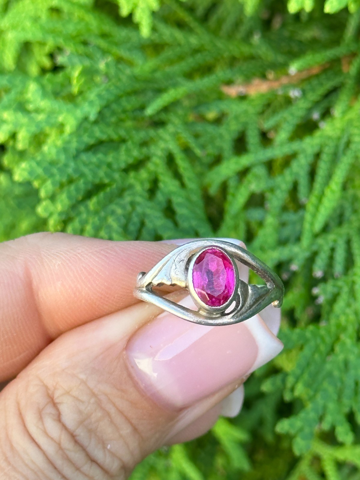 USSR Ring Woman Silver 925 Vintage Jewellery corundum (ruby) – 17.5mm