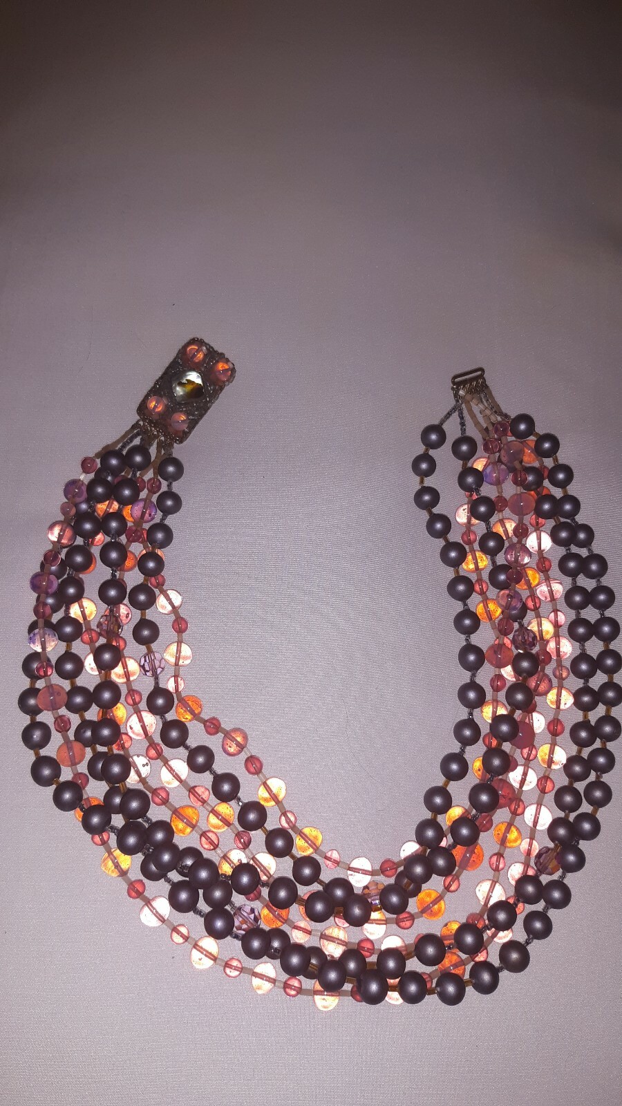 VINTAGE “ORNELLA” COLLECTIBLE NECKLACE 8 Strand,  MADE IN ITALY Pinks & Purples.