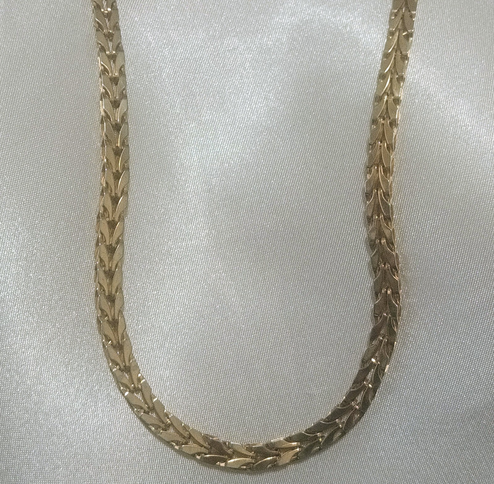 Vintage 10k Gold Plated Flat Spiga Wheat Franco Foxtail Chain Necklace 30″