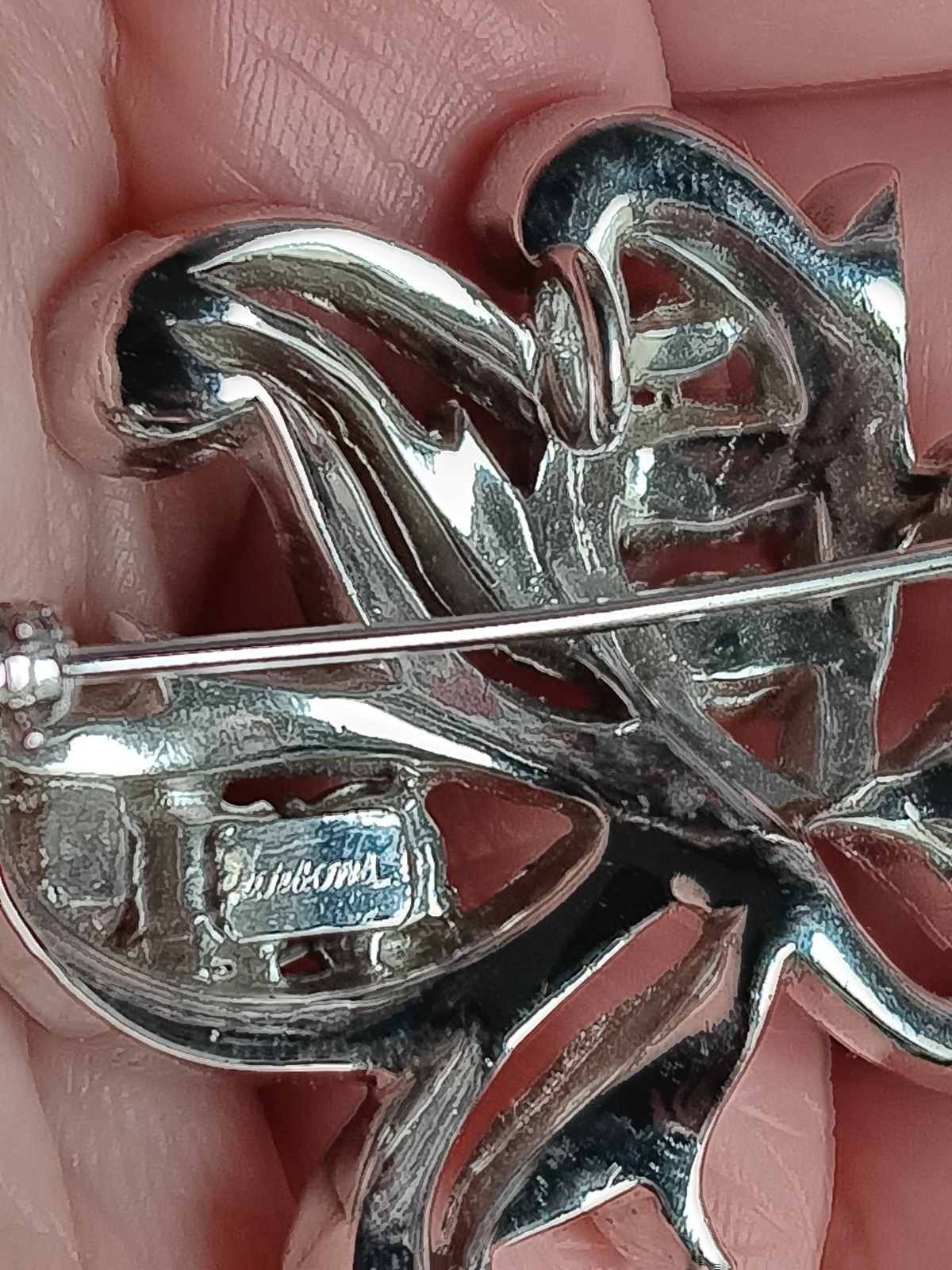 Vintage Dorsons Clear Rhinestone Silver-Tone Brooch Convertible Pendant 1940s
