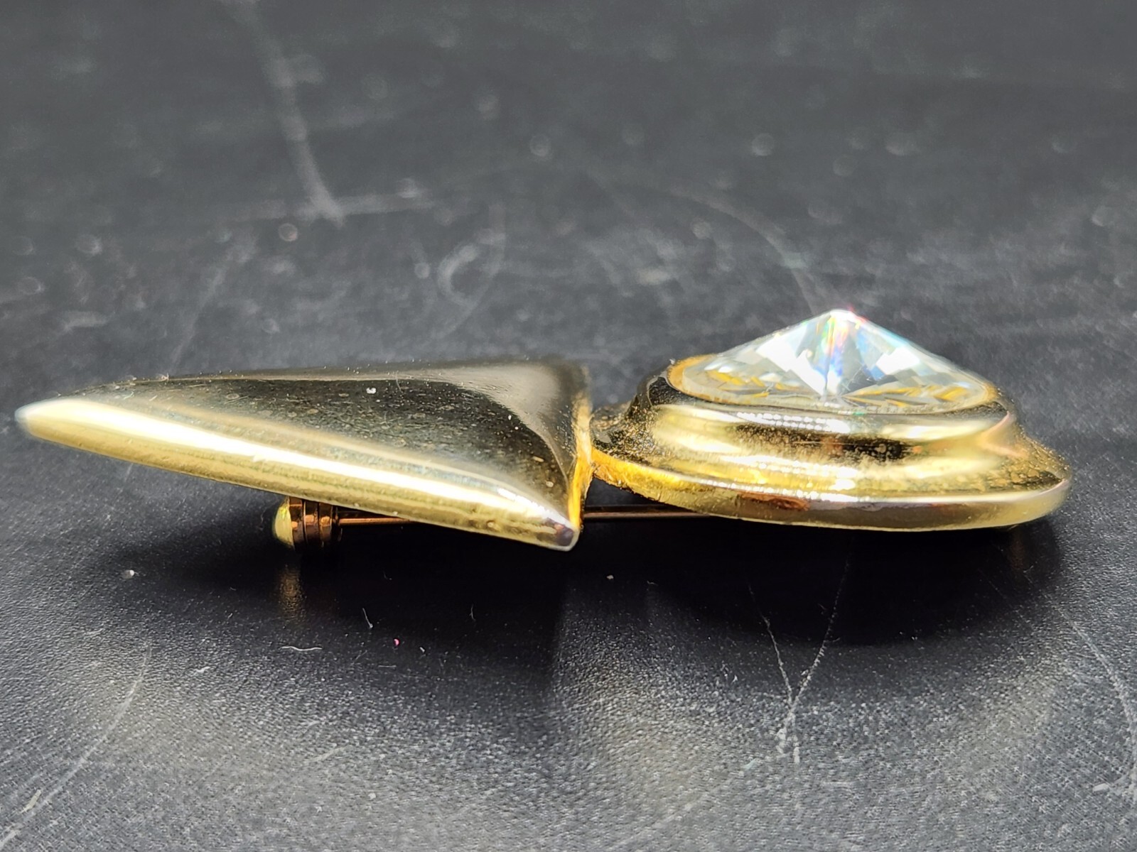Unique Vintage Bijoux Gold Tone Rivoli Crystal Earrings and Brooch