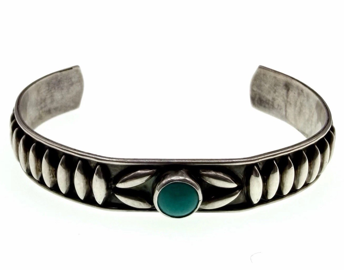 Vintage Plata de Jalisco JFCM Sterling Silver Cuff Bracelet Guad Mex Turquoise