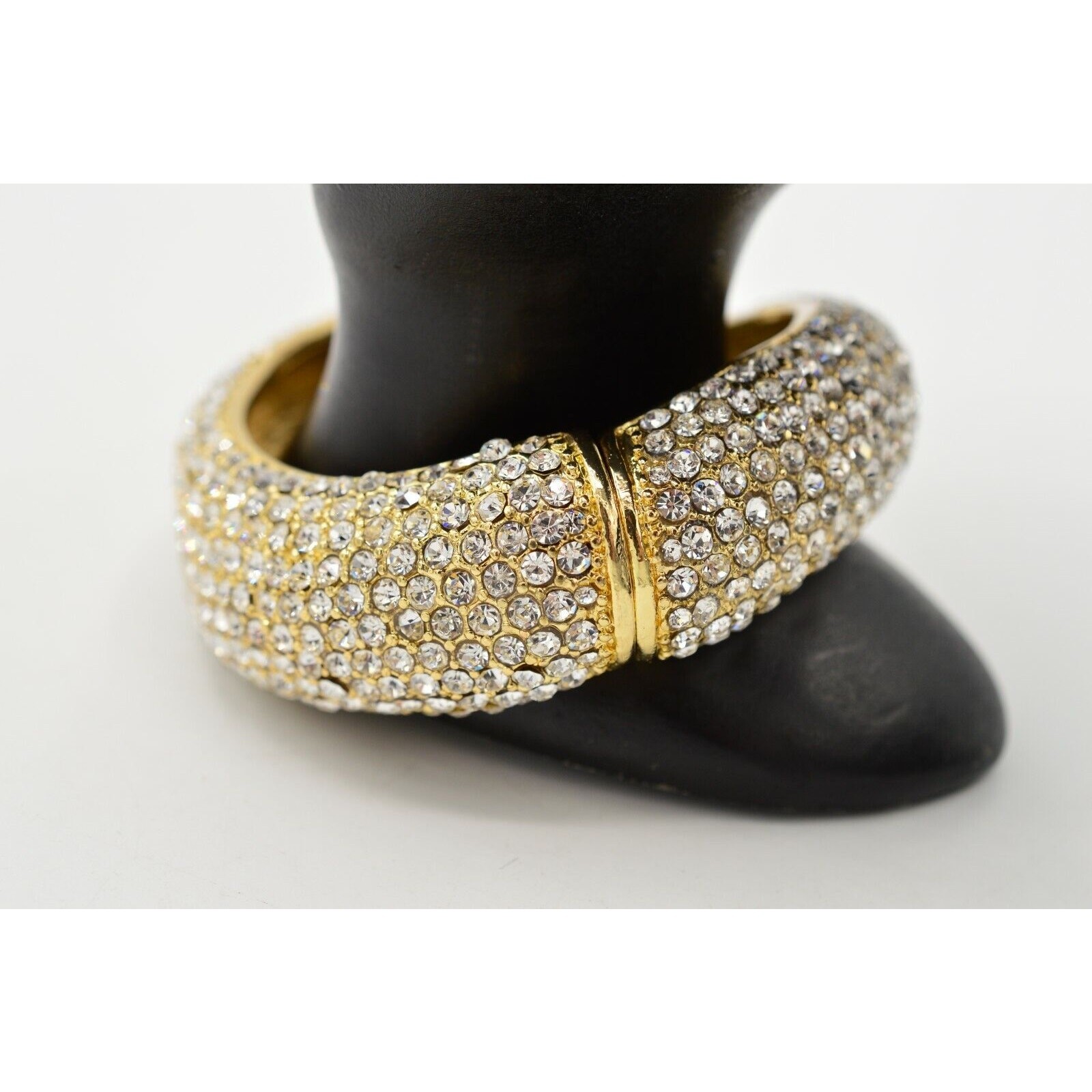 Amrita Singh Chunky Bangle Bracelet Sparkling Rhinestone Crystal Signed BinO