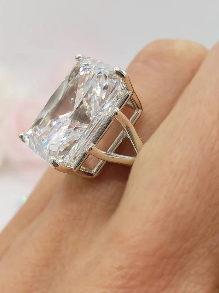 9.5Ct Radiant Cut Lab Created Diamond Engagement Wedding Ring 14K White Gold FN
