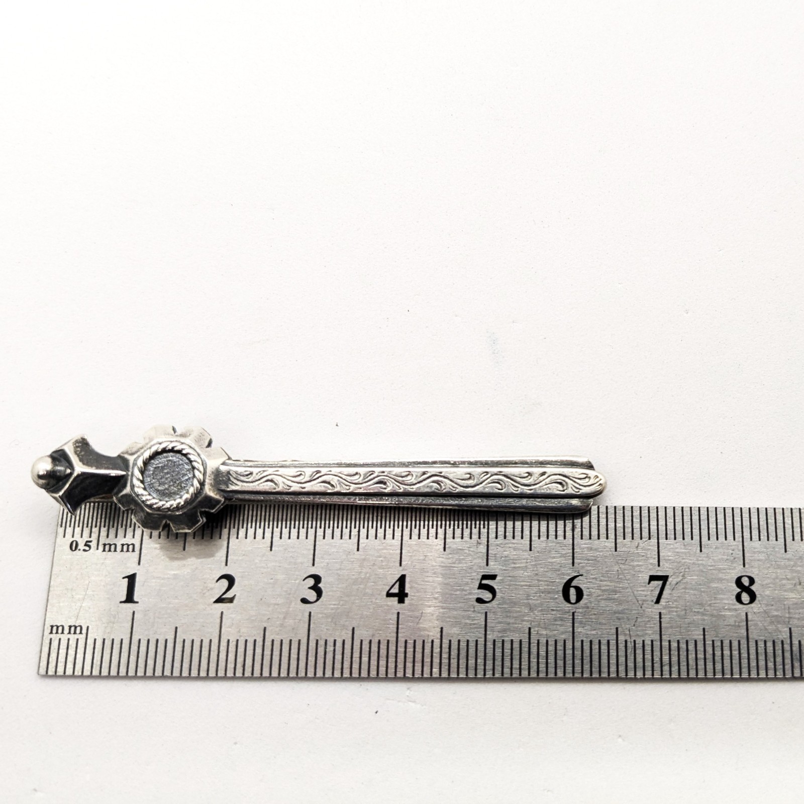 Vintage Luxury Soviet tie Clip made of ⭐875 Silver with the Star USSR hallmark#4