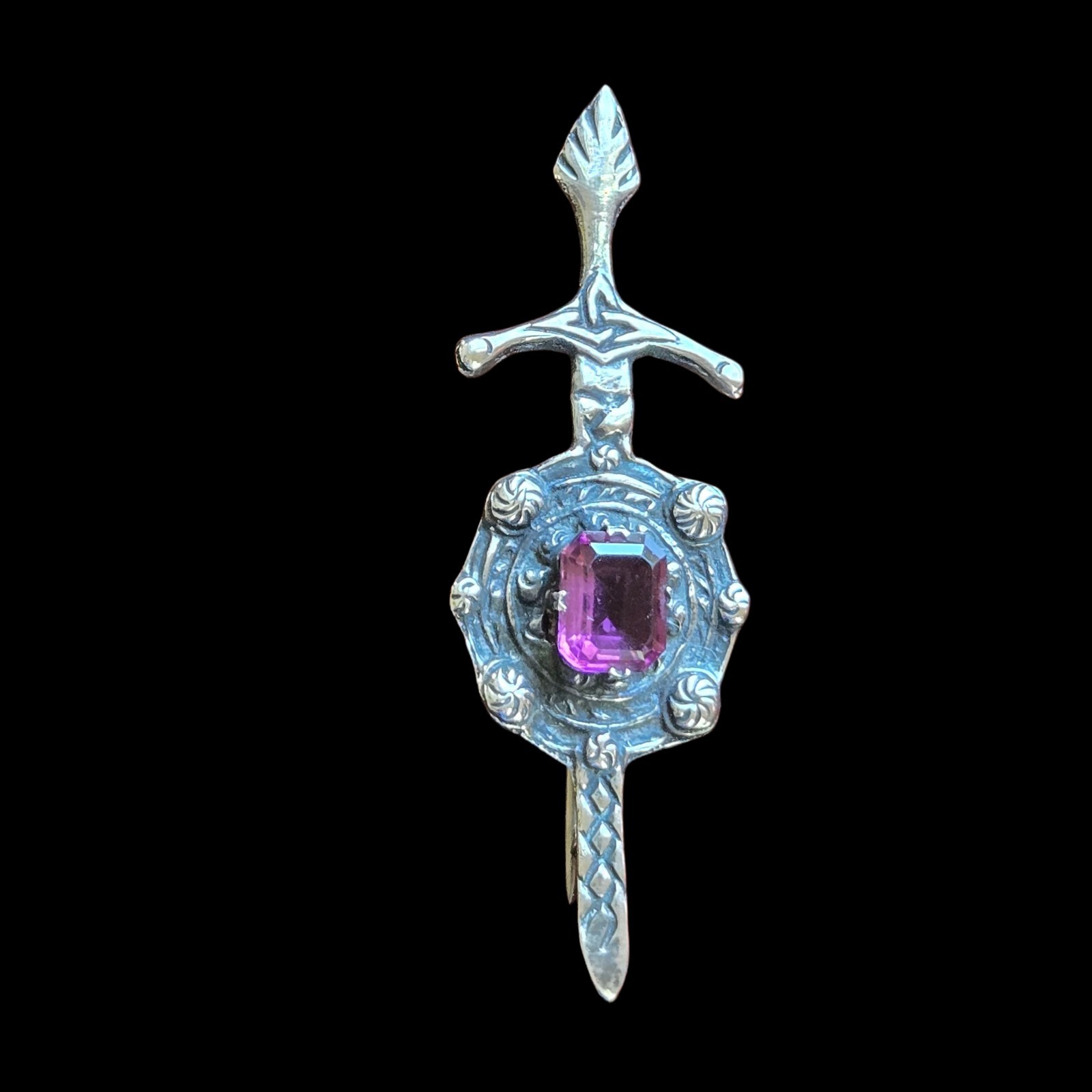 Vtg Cook Holland & Co Sterling 925 Sword/ Shield Brooch Hallmark Birmingham