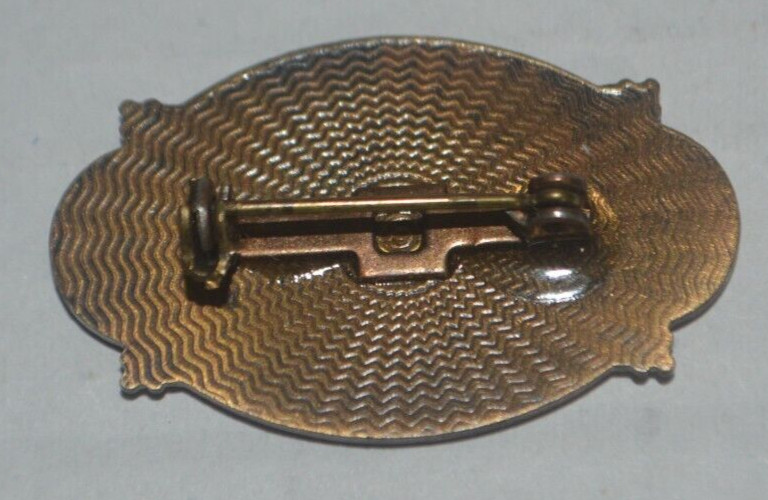 Vintage Enamel Floral Pin with Red Background Safety Clasp