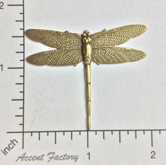 34183- 1-3/4″ Large Dragonfly Finding Stamping Brass Ox