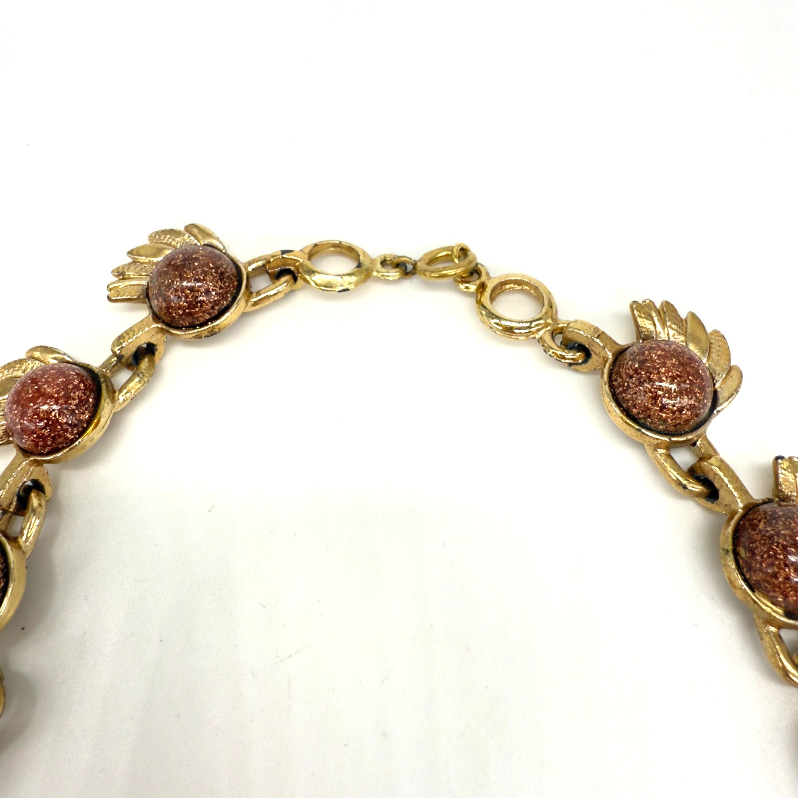 Vintage Goldstone Necklace Gold Tone 17.5 Inches