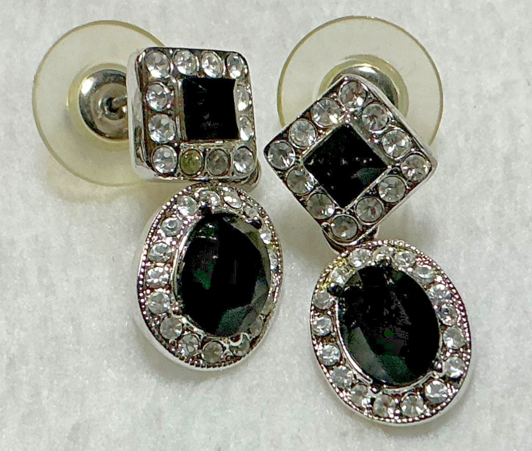 Vintage Silver Tone Drop Post Earring Lot, Napier Mother of Pearl/Abalone