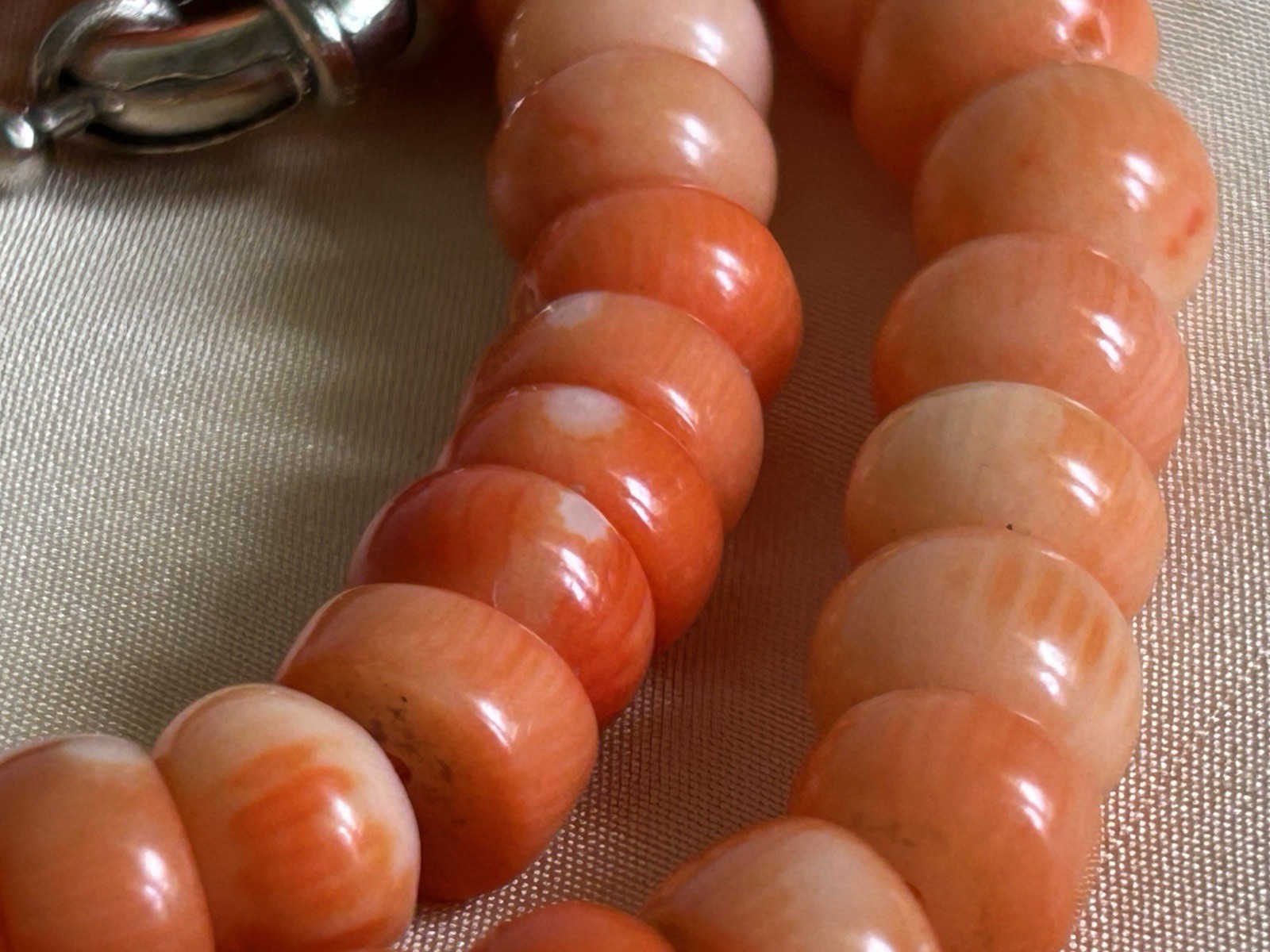 Vintage Natural Mediterranean Coral Necklace 113 Rondelle Beads 9-10mm 25”