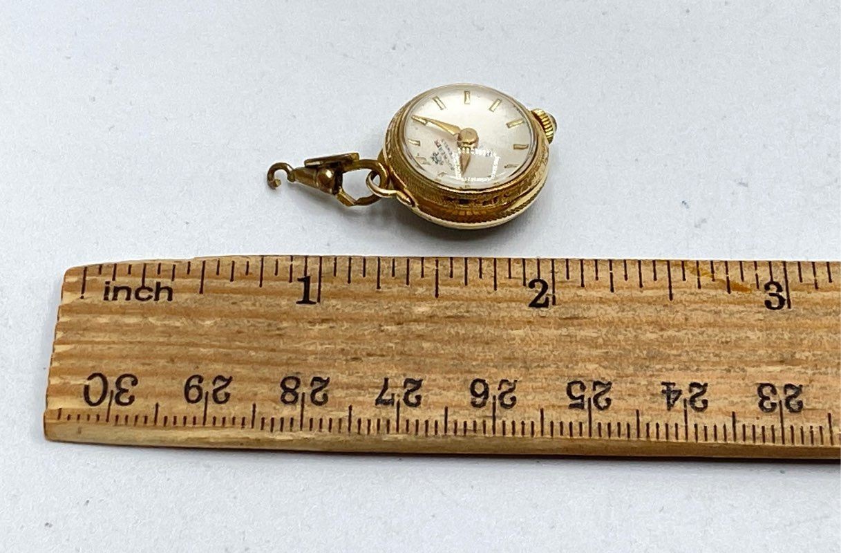 Vintage Bucherer Gold Filled 17 Jewels Mechanical Pendant Watch Skeleton 18mm