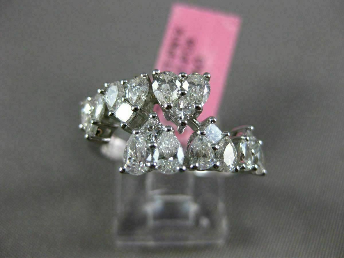 ESTATE WIDE 1.53CT DIAMOND 18KT WHITE GOLD 3D CRISS CROSS MULTI HEART LOVE RING