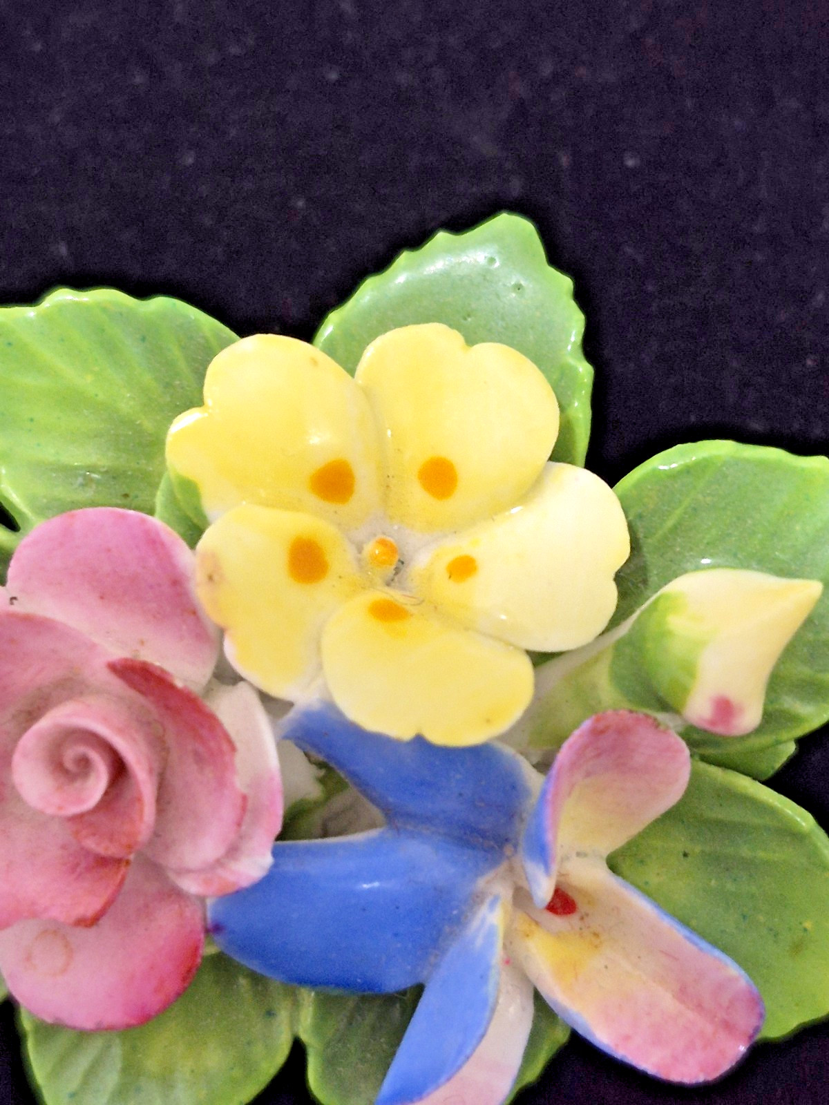 Cara China England Bone China Floral Brooch Pin Hand Painted Roses Vintage