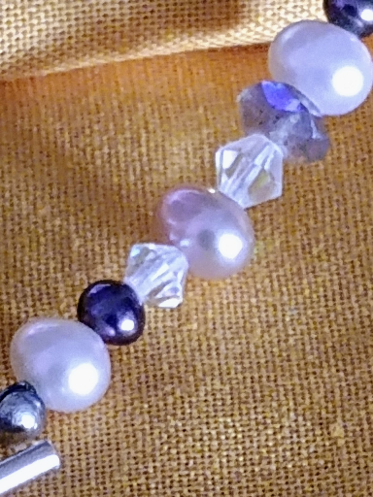 Vtg Sterling Silver Bracelet With GEORGEOUS Multicolored Real Pearls And Crystal