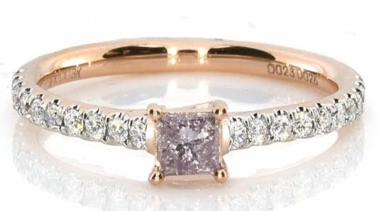 .53CT WHITE & PINK DIAMOND 18K ROSE GOLD PRINCESS & ROUND LUCIDA ENGAGEMENT RING