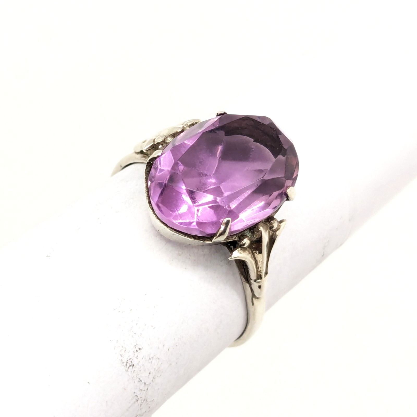 Vintage Soviet RING Silver⭐️875 Star stamp with Amethyst -size: 7US (17mm) | #73