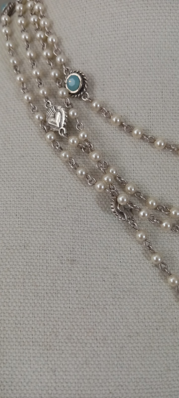 VSA Virgins Saints & Angels San Benito Magdalena Pearl Rosary Necklace
