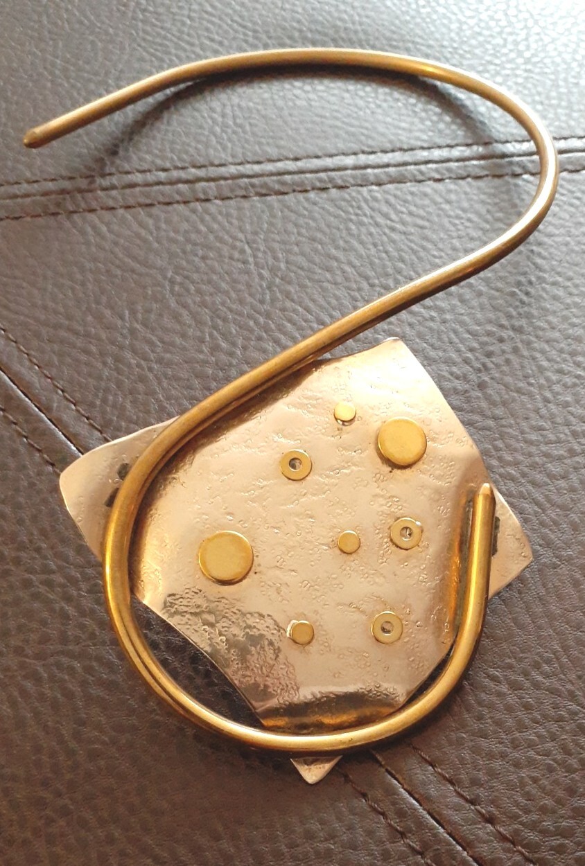 Vintage Abstract Modernist Sterling Mixed Metal Studio Designer Collar Necklace