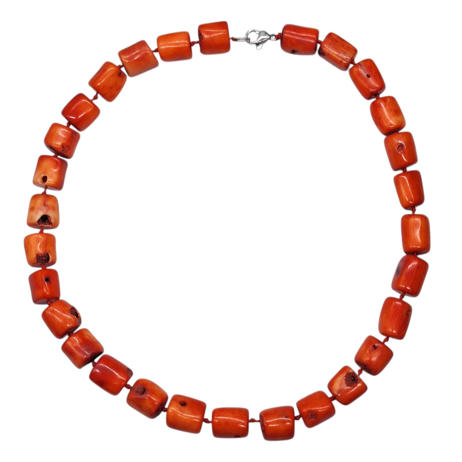 Vintage 91g Thick Natural Genuine Salmon Red Coral Beads Necklace