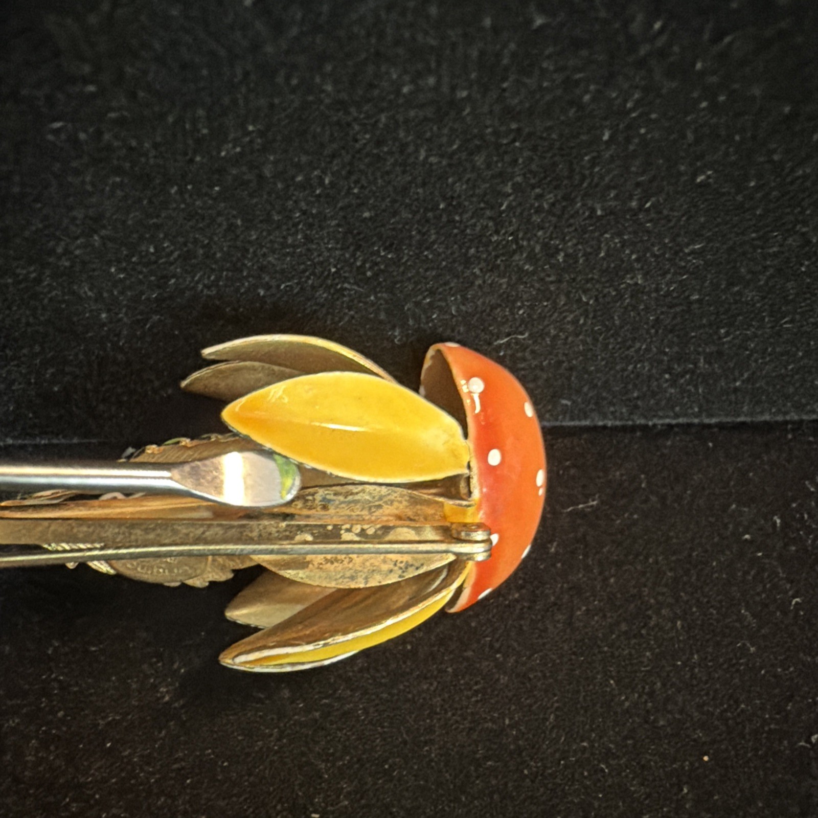 Original by Robert Enamel Flower Brooch Pin Yellow and Orange Daisy SPRING -READ