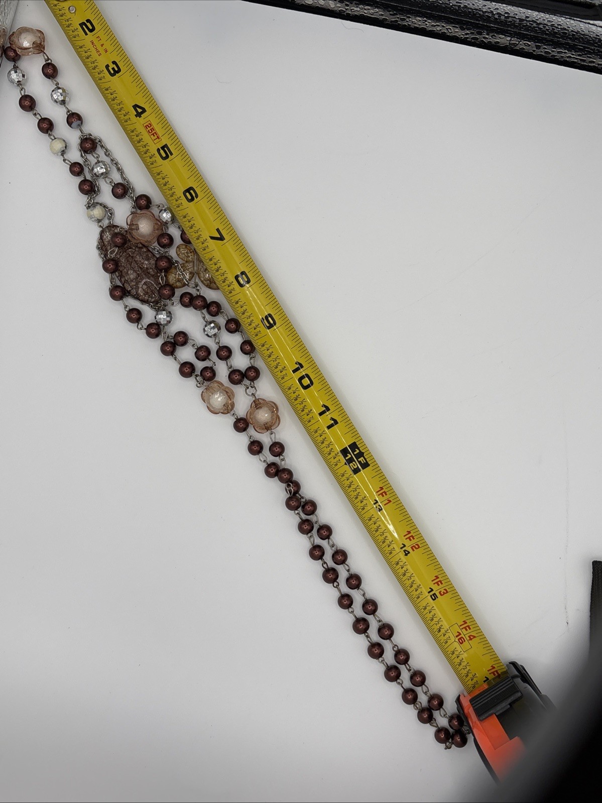 Vintage Multi strand Beaded Statement Necklace Acrylic Butterfly Accent READ