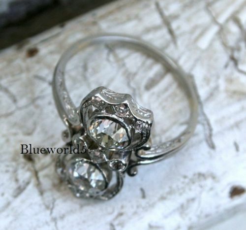 1.14Ct White Round Cut Antique Reproduction Ring In 925 Sterling Silver