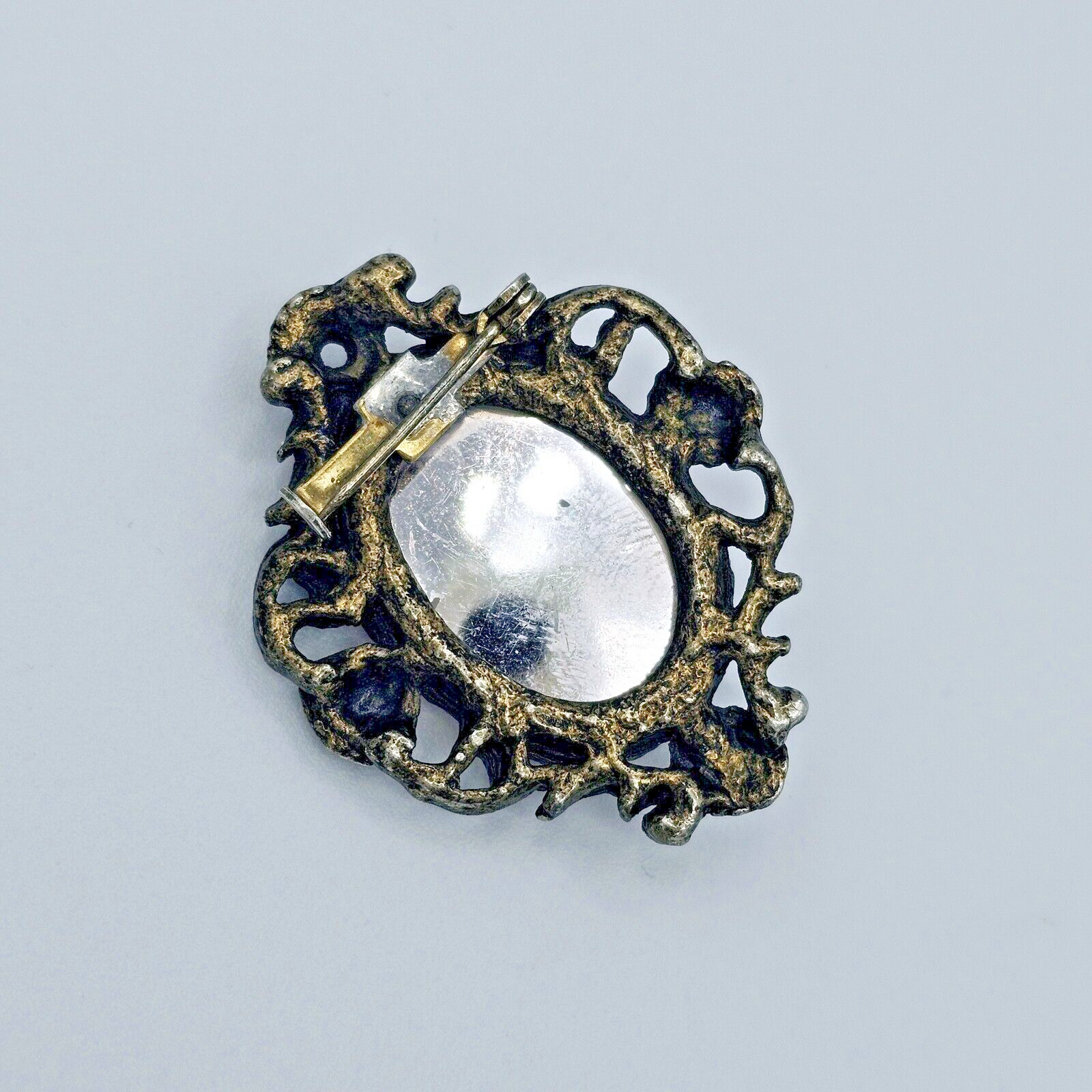 Victorian Faceted Gem Brooch Pendant Vintage Pale Pink Rope Flowers Estate Pin