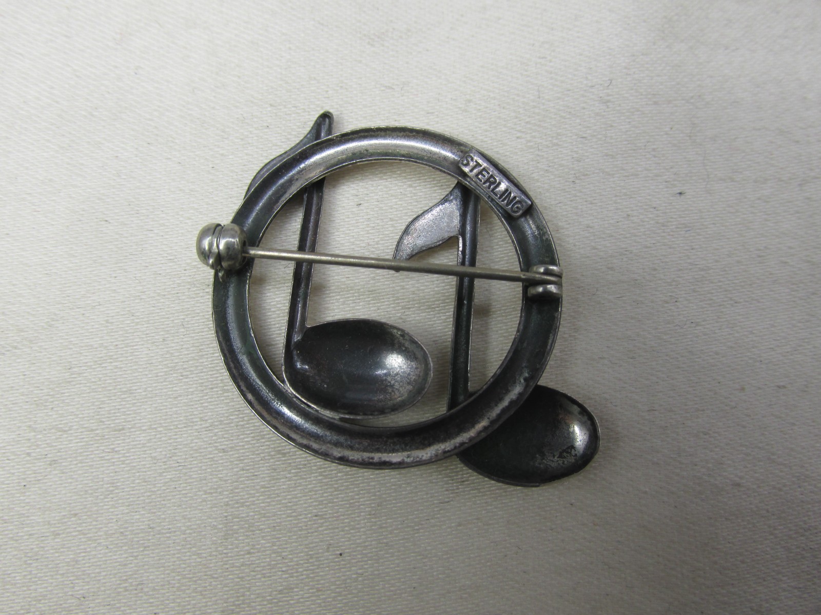 Vintage Sterling Silver Musical Notes Brooch 1.75″ #635
