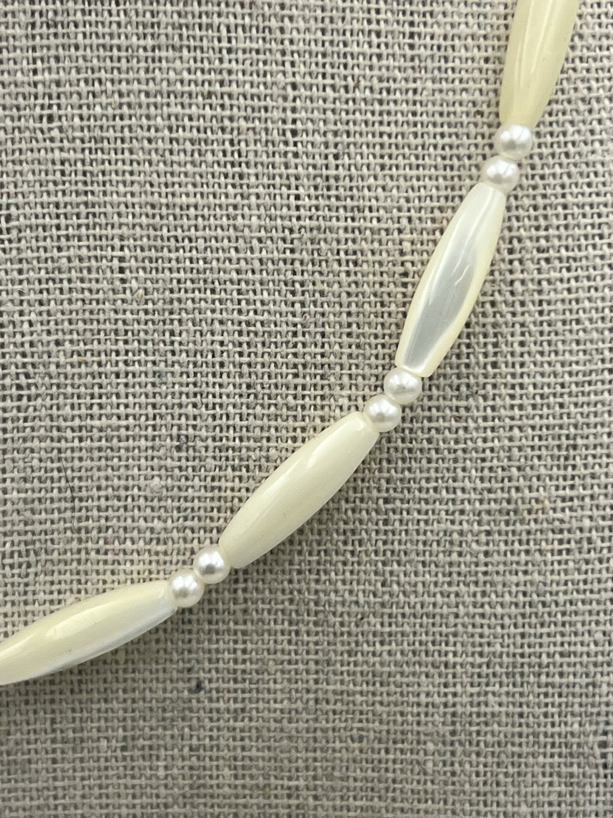 Vintage Mother Of Pearl With Faux Pearl Spacers Necklace 16 In