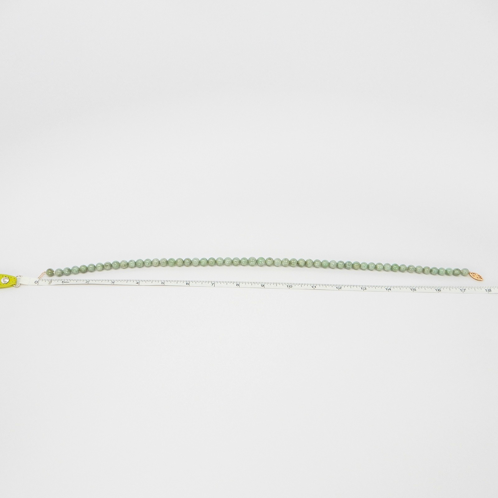Green Jade Jadeite 8mm Bead Necklace 17” 14K Filigree Clasp 52.9g