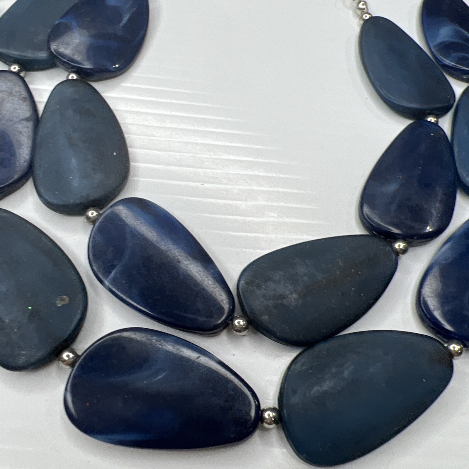 H7 Lot Blue Teal Beige Tan Taupe Resin Acrylic Boho Hippie Mod Retro Necklaces