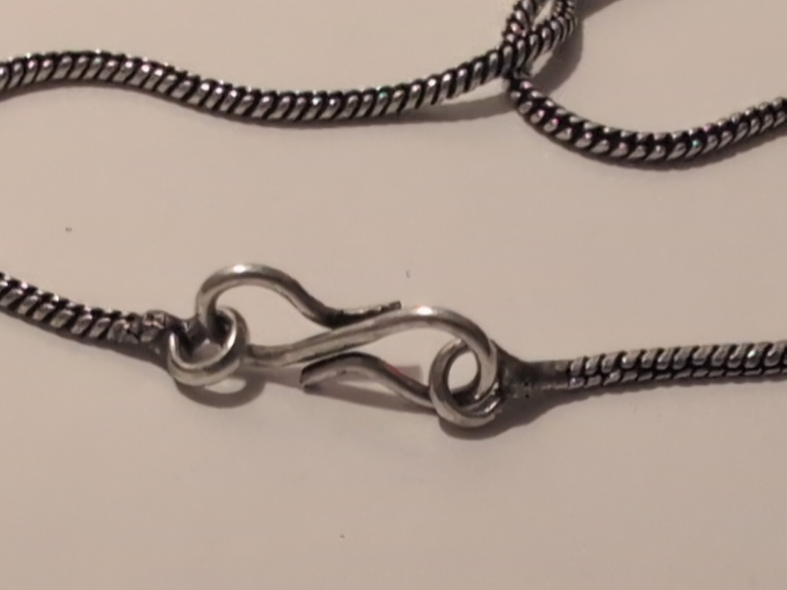 Vintage 2″ Rhodanite Pendant 18″ German Silver Necklace