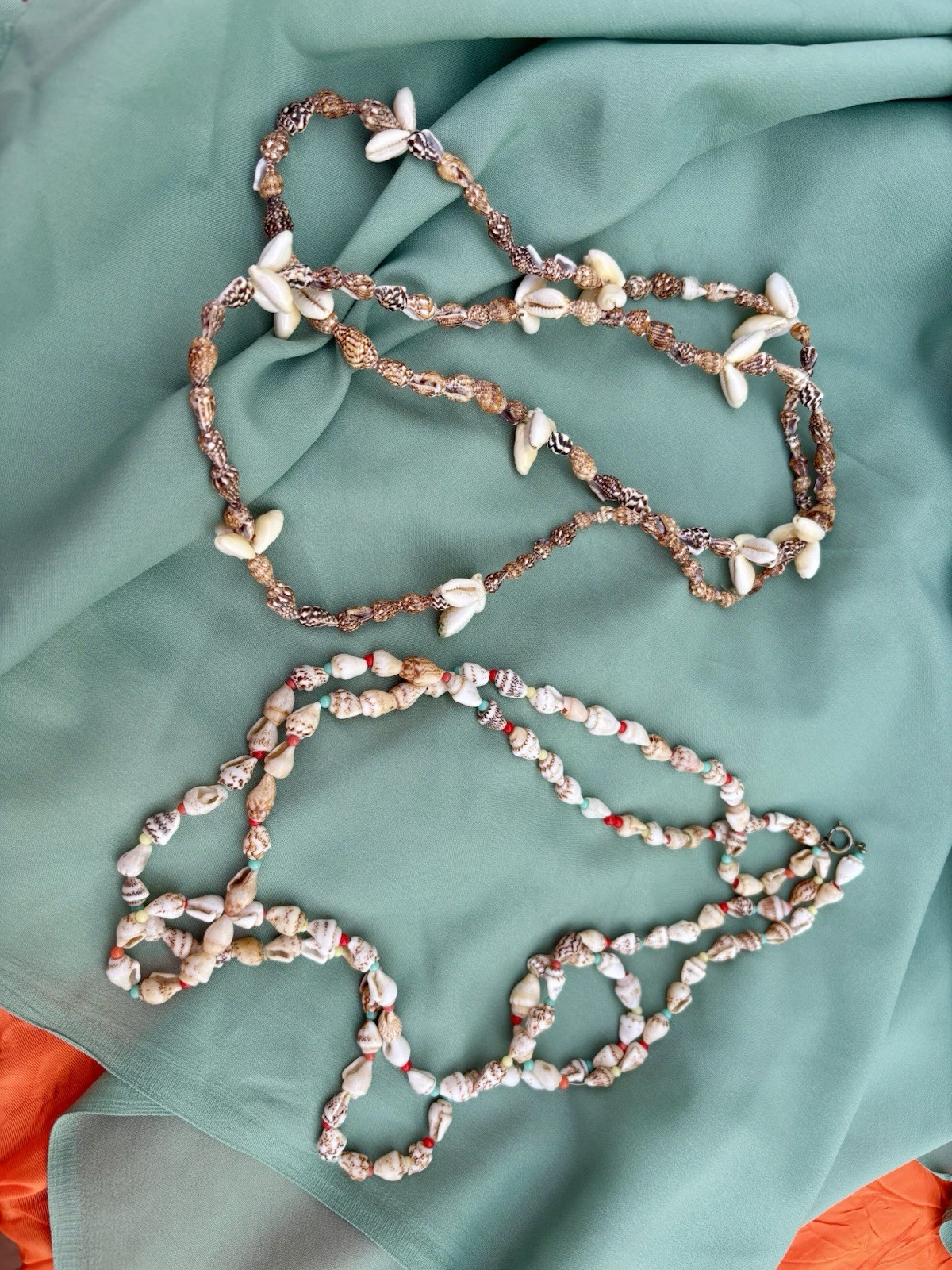 TWO Vintage Sea Shell Necklaces Boho Beach Theme