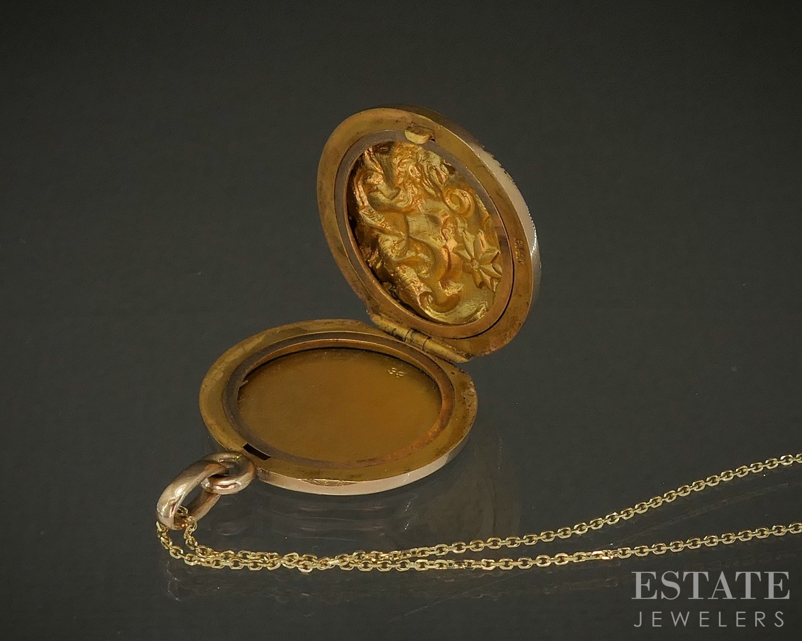 Antique 14k Yellow Gold Dimensional Lion Locket Necklace 9g 20″L p23856