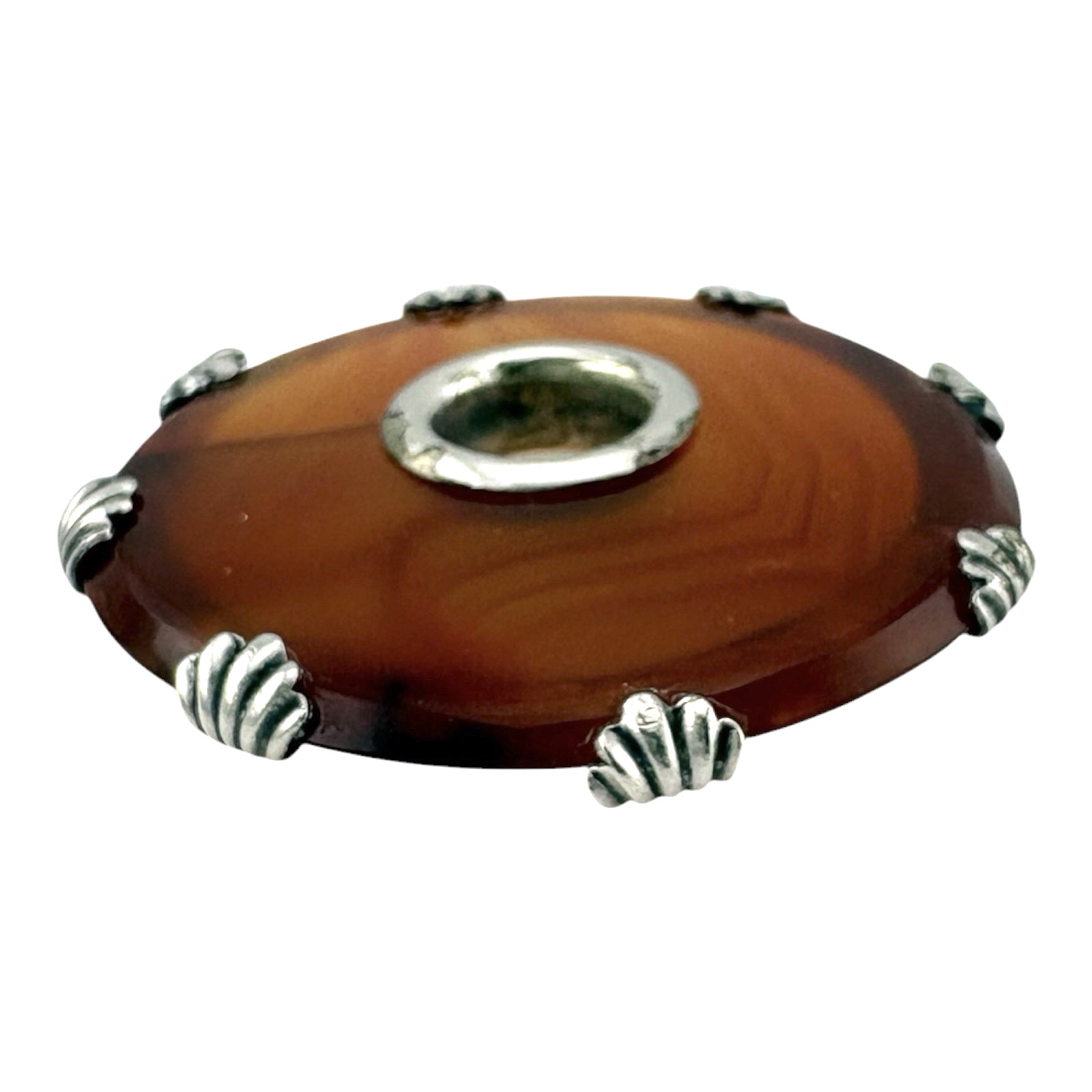 Antique Scottish Agate Brooch Lot of 3 Sterling Silver Mounted Pebble Brooches