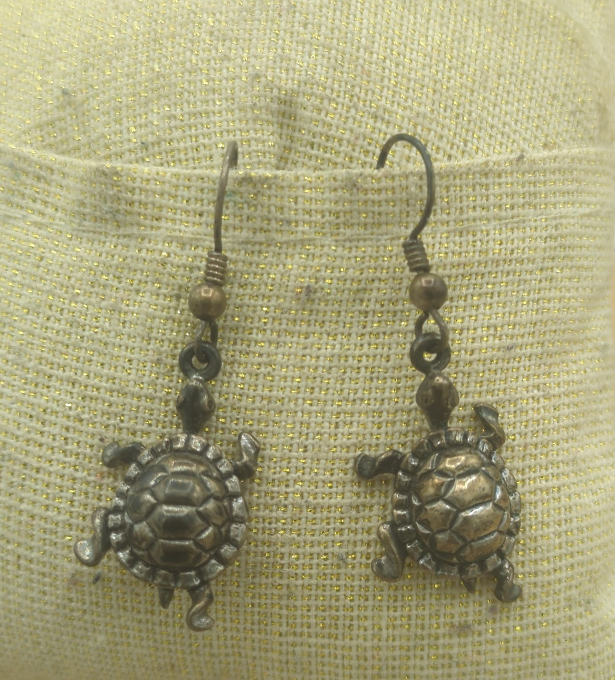 Sterling Silver Turtle Tortoise Dangle Earrings 925 Vintage