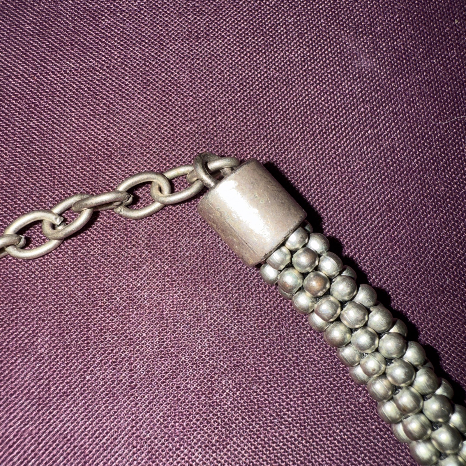 Vintage Silver Beaded Popcorn Chain Necklace