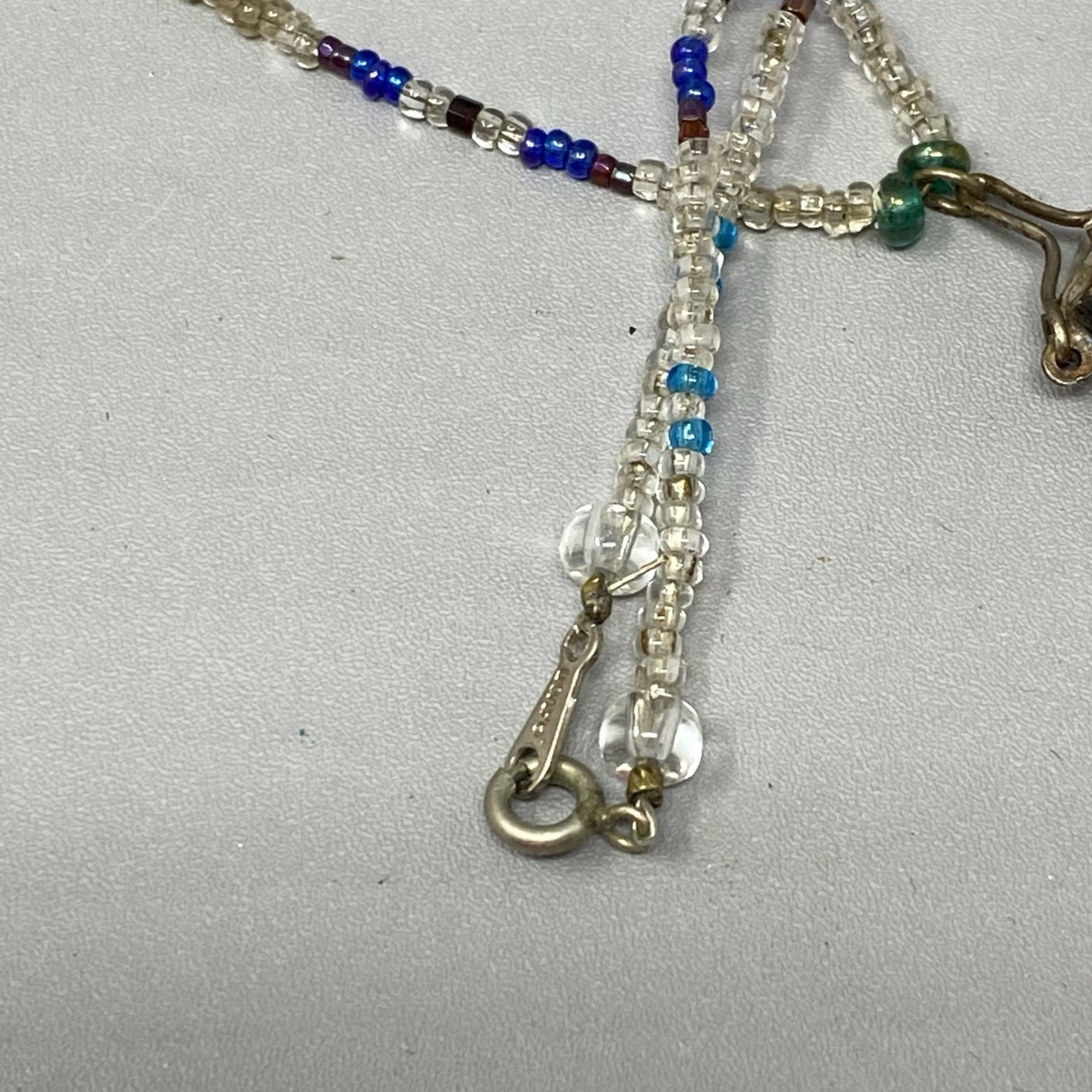 Crystal Rock Quartz Pendant Necklace Amulet Gemstone Blue Clear Seed Bead Chakra