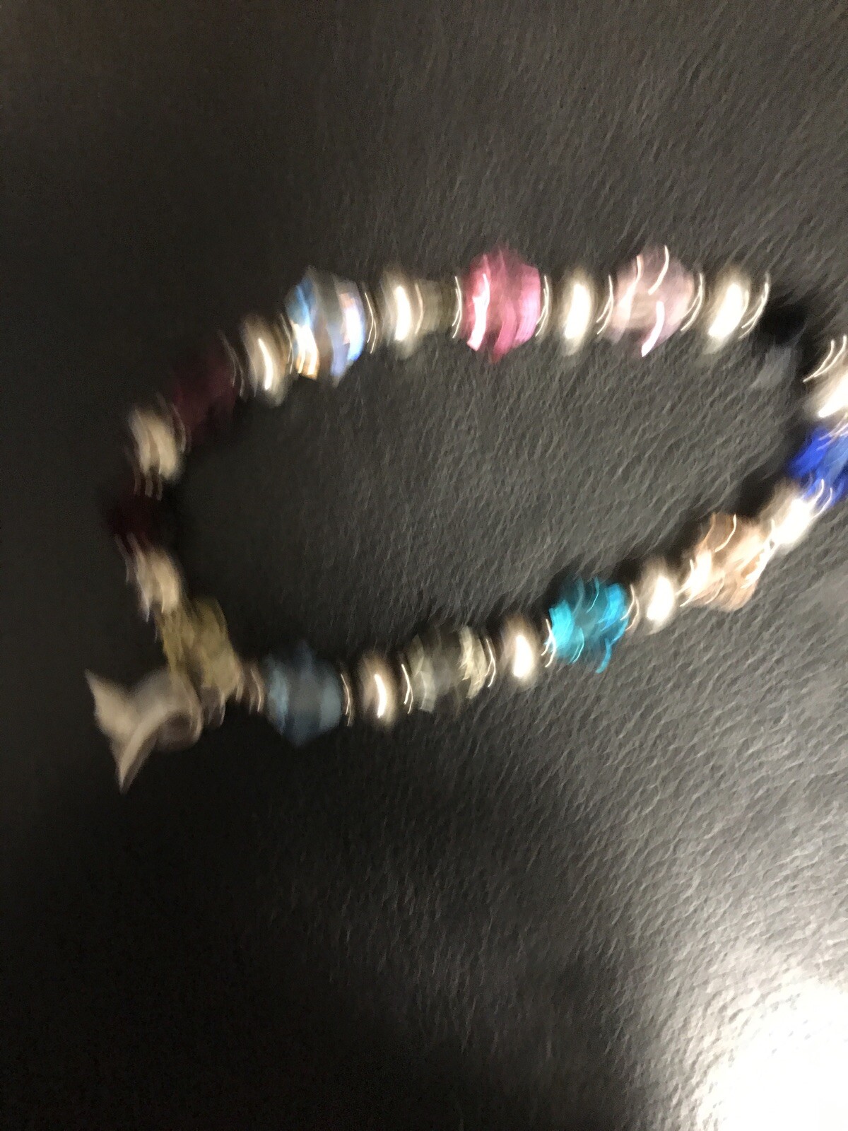 SIGNED STC Sterling Silver Crystal Breast Cancer Bracelet Expanding