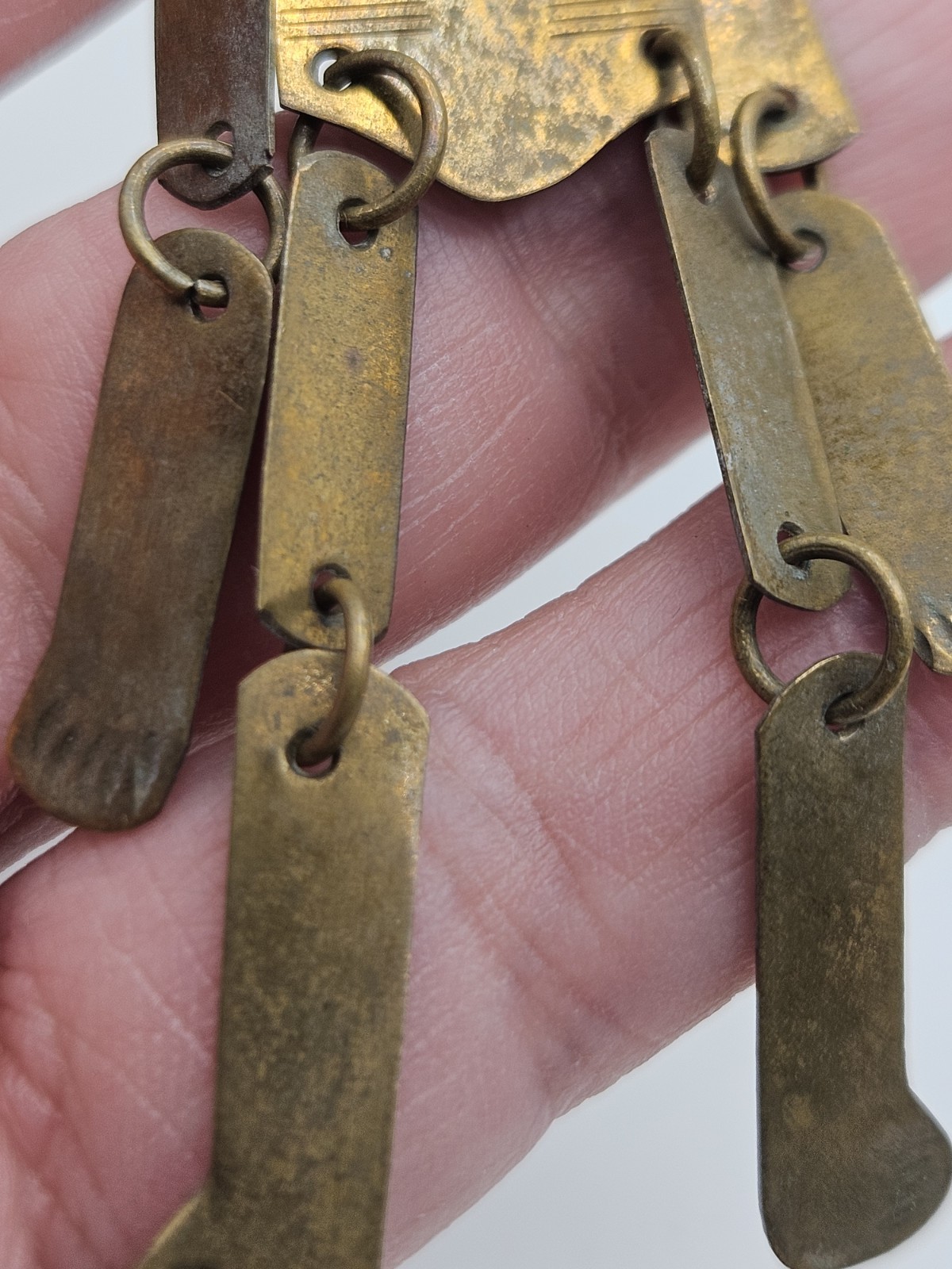 Vintage Brass Tone Articulated Man Person Dangle Earrings